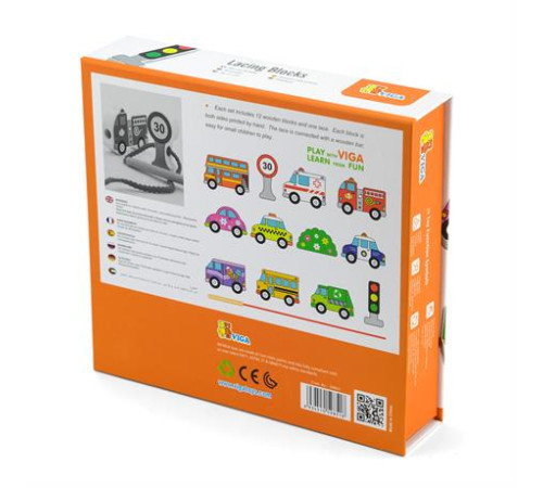 Дерев'яна шнурівка Viga Toys Автотранспорт (59851) Дерев'яна шнурівка Viga Toys Автотранспорт (59851)