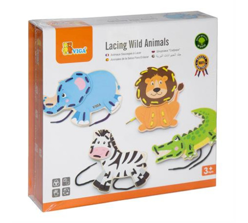 Дерев'яна шнурівка Viga Toys Африканські звірята (51326) Дерев'яна шнурівка Viga Toys Африканські звірята (51326)
