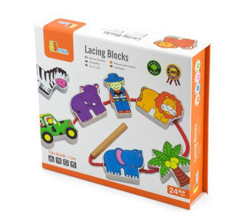 Дерев'яна шнурівка Viga Toys Зоопарк (59549) Дерев'яна шнурівка Viga Toys Зоопарк (59549)
