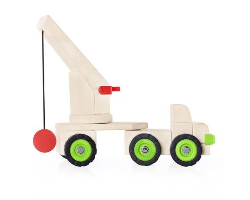 Велика машинка Guidecraft Block Science Trucks Стінобитна машина дерев'яна 45 см (G7533)