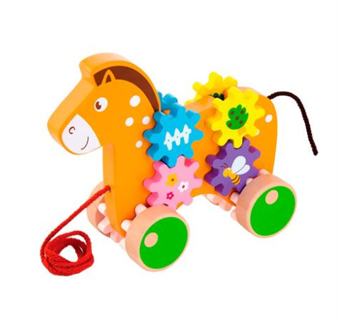 Дерев'яна каталка Viga Toys Коник із шестерінками (50976) Дерев'яна каталка Viga Toys Коник із шестерінками (50976)