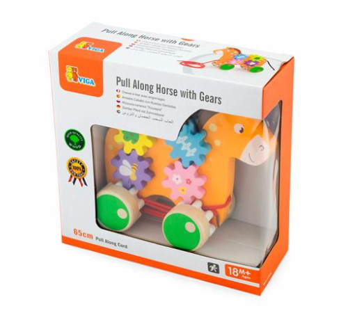 Дерев'яна каталка Viga Toys Коник із шестерінками (50976) Дерев'яна каталка Viga Toys Коник із шестерінками (50976)