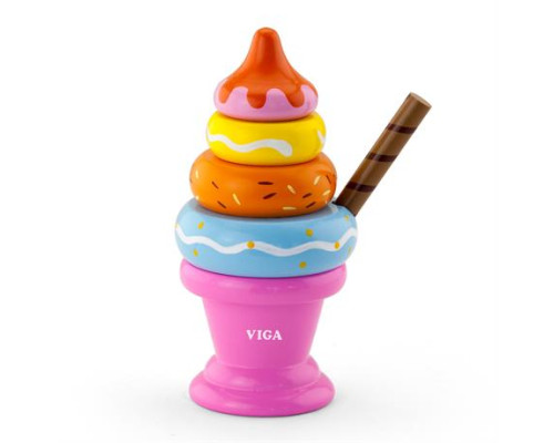 Дерев'яна пірамідка Viga Toys Морозиво рожевий (51321)