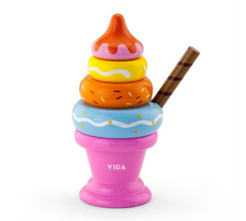 Дерев'яна пірамідка Viga Toys Морозиво рожевий (51321) Дерев'яна пірамідка Viga Toys Морозиво рожевий (51321)