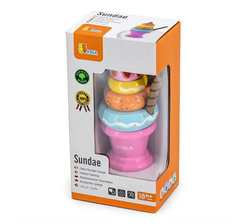 Дерев'яна пірамідка Viga Toys Морозиво рожевий (51321) Дерев'яна пірамідка Viga Toys Морозиво рожевий (51321)
