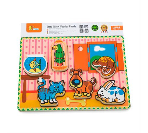 Дерев'яна рамка-вкладиш Viga Toys Домашні вихованці (56440) Дерев'яна рамка-вкладиш Viga Toys Домашні вихованці (56440)