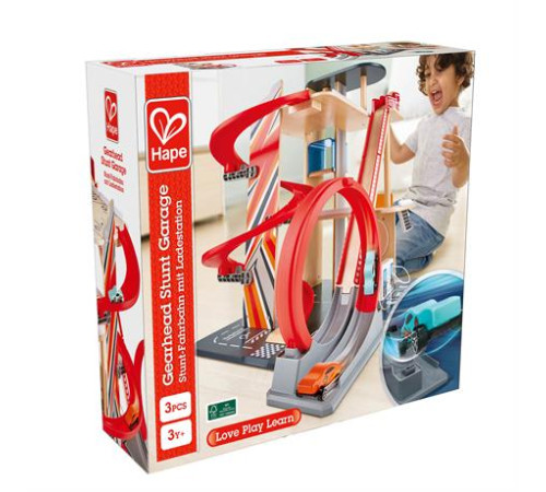 Автотрек Hape з паркінгом, ліфтом і вертолітним майданчиком (E3019A) Автотрек Hape з паркінгом, ліфтом і вертолітним майданчиком (E3019A)
