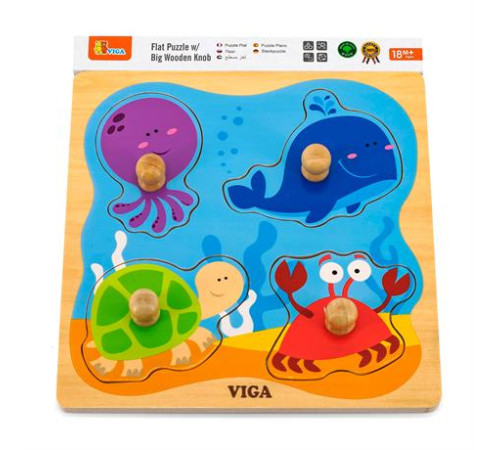 Дерев'яна рамка-вкладиш Viga Toys Морські мешканці (50132) Дерев'яна рамка-вкладиш Viga Toys Морські мешканці (50132)