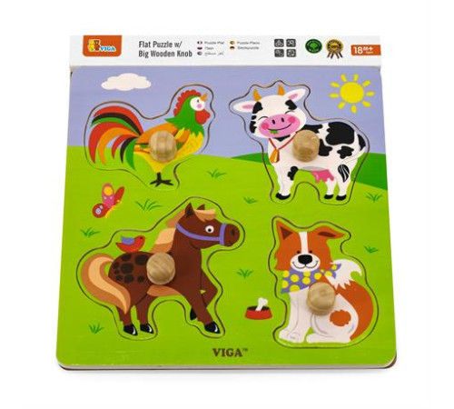Дерев'яна рамка-вкладиш Viga Toys Звірята на фермі (50839) Дерев'яна рамка-вкладиш Viga Toys Звірята на фермі (50839)