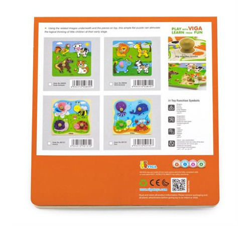 Дерев'яна рамка-вкладиш Viga Toys Звірята на фермі (50839) Дерев'яна рамка-вкладиш Viga Toys Звірята на фермі (50839)