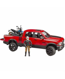 Автомодель Bruder Позашляховик Dodge RAM 2500 з мотоциклістом 1:16 (02502)