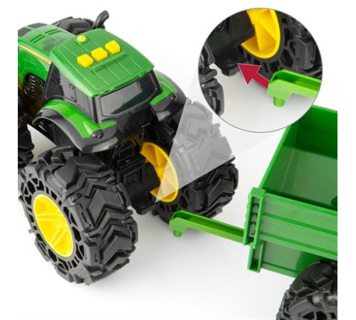 Машинка Трактор John Deere Kids Monster Treads із причепом і великими колесами (47353)