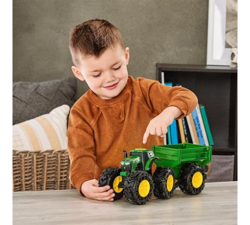 Машинка Трактор John Deere Kids Monster Treads із причепом і великими колесами (47353)