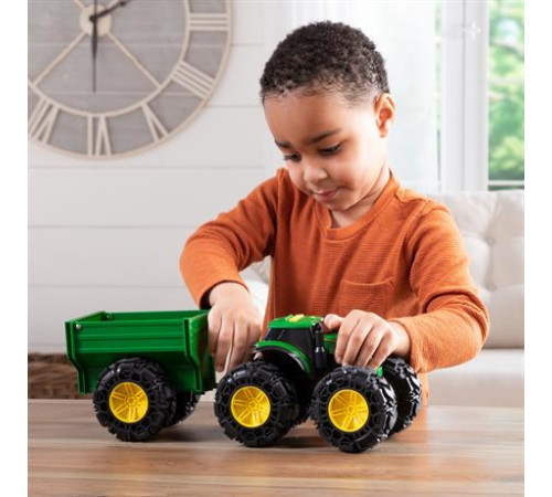 Машинка Трактор John Deere Kids Monster Treads із причепом і великими колесами (47353)