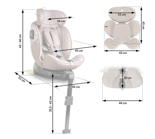 Автокрісло Nukido Aero Line ISOFIX 0-36 кг, бежеве