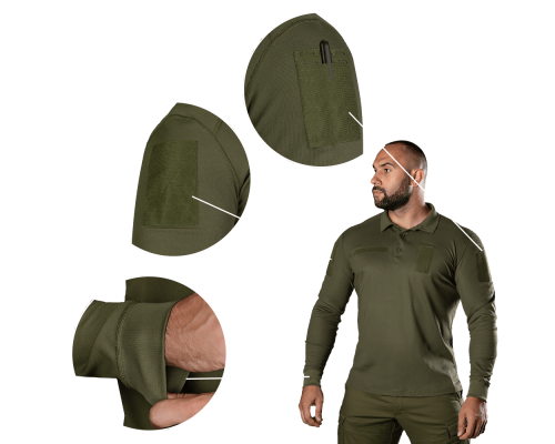 Поло Army ID Long CoolPass Pique LT Олива (8291), XS