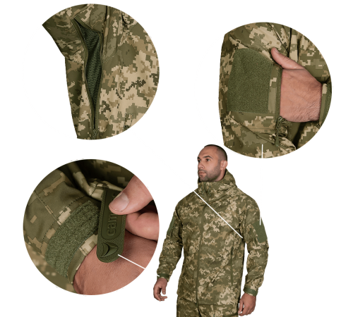 Куртка CM Stalker SoftShell Піксель (7379), XXL Куртка CM Stalker SoftShell Піксель (7379), XXL
