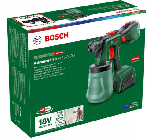 Фарбувальний пістолет, акумуляторний Bosch AdvancedSpray 18V-500 18V