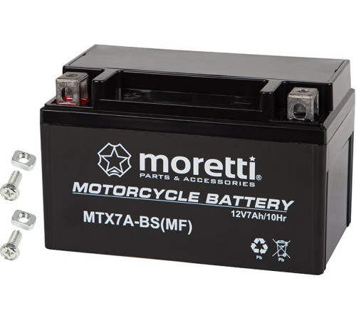 Гелевий акумулятор для мотоцикла 12v 7ah mtx7a-bs moretti Гелевий акумулятор для мотоцикла 12v 7ah mtx7a-bs moretti