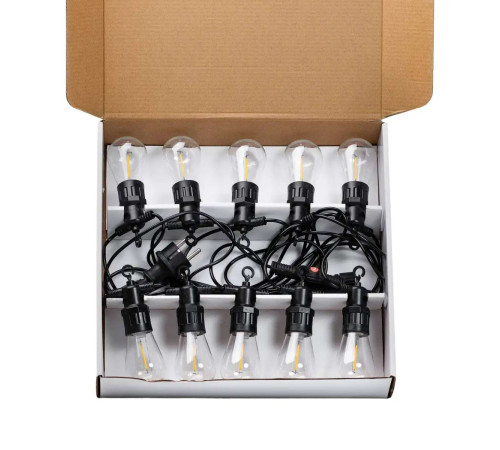 Ретро-гірлянда вулична 10 LED, 5 м, від мережі, теплий білий