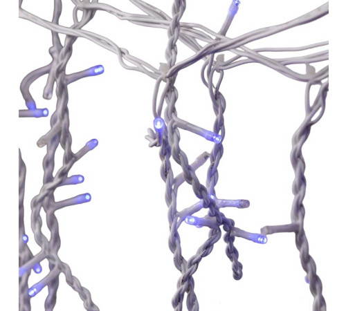 Гірлянда вулична Бахрома 100 LED світлодіодна, 3 м , білий кабель, 18 ниток, синій