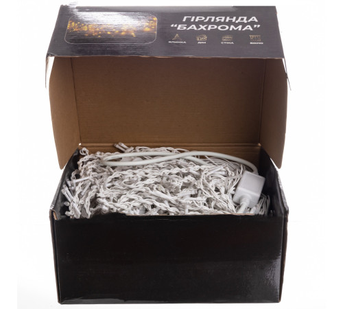 Гірлянда вулична Бахрома 840 LED, 50 м, від мережі, білий кабель, мультиколор