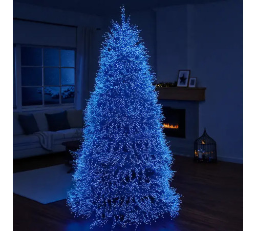 Гірлянда-нитка Роса Хвойна лапа 1500 LED 50 м, від мережі, зелений кабель, синій