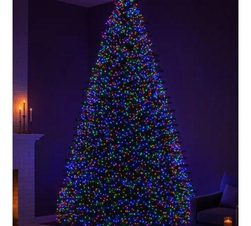 Гірлянда-нитка Роса Хвойна лапа 3000 LED, 100 м, від мережі, білий кабель, мультиколор