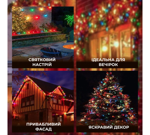 Ретро-гірлянда вулична 10 LED, 5 м, мультиколор