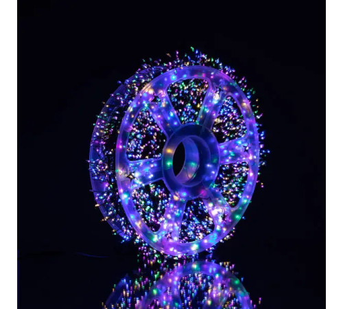 Гірлянда-нитка Роса Хвойна лапа 3000 LED, 100 м, від мережі, зелений кабель, мультиколор