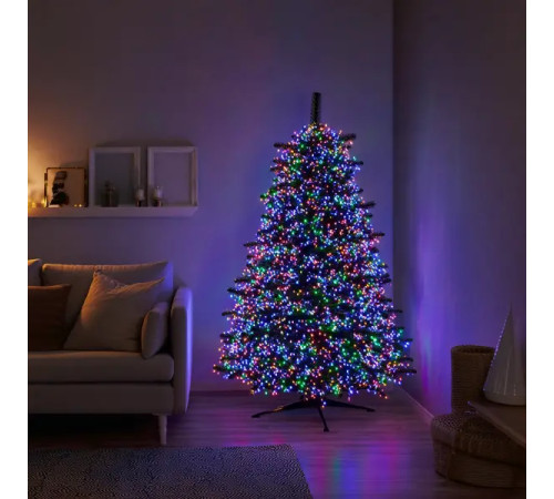 Гірлянда-нитка Роса Хвойна лапа 3000 LED, 100 м, від мережі, зелений кабель, мультиколор