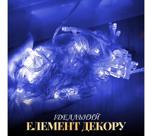 Гірлянда Нитка 200 LED, 10 м, прозорий кабель, синій