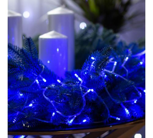 Гірлянда Нитка 200 LED, 10 м, прозорий кабель, синій