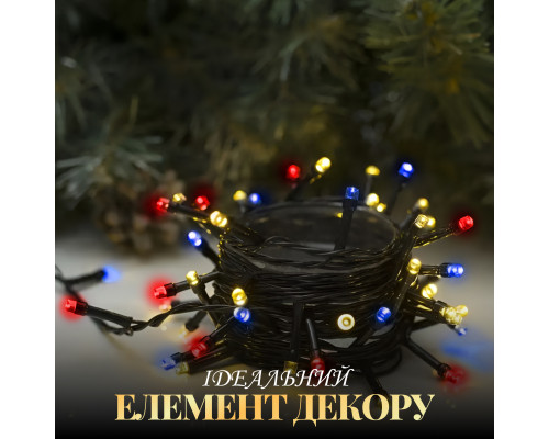 Гірлянда Нитка 200 LED, 10 м, прозорий кабель, синій