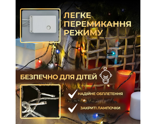 Гірлянда Нитка 200 LED, 10 м, прозорий кабель, синій