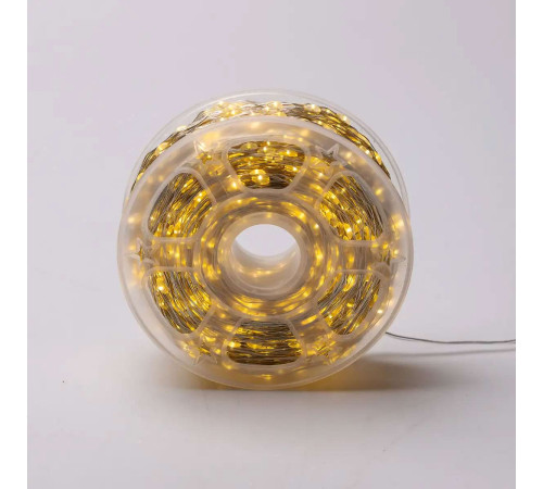 Гірлянда-нитка Роса 2000 LED, 200 м, з пультом, від мережі, білий кабель, жовтий