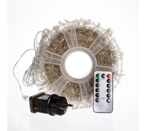 Гірлянда-нитка Роса Хвойна лапа 1500 LED, 50 м, від мережі, білий кабель, жовтий