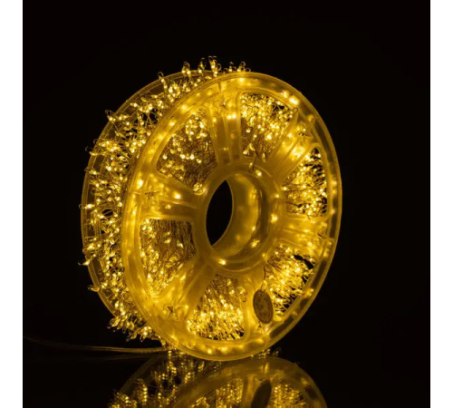 Гірлянда-нитка Роса Хвойна лапа 1500 LED, 50 м, від мережі, білий кабель, жовтий