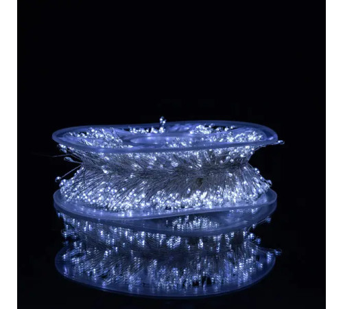 Гірлянда-нитка Роса Хвойна лапа 1500 LED, 50 м, від мережі, білий кабель, білий