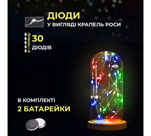 Гірлянда Роса нитка 30 LED, 3 м, на батарейках, мультиколор