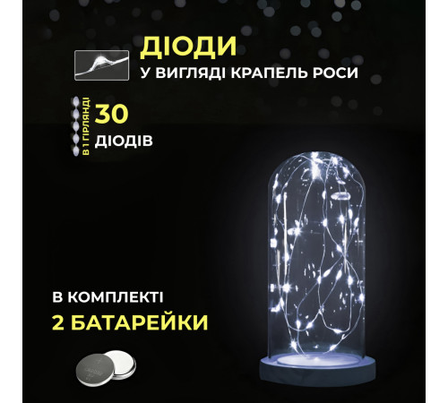 Гірлянда Роса нитка 30 LED, 3 м, на батарейках, білий