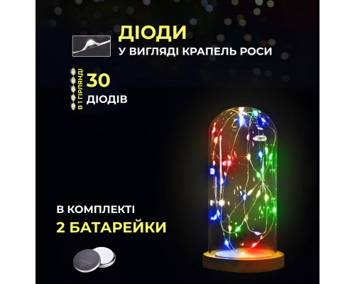 Гірлянда Роса нитка 30 LED, 3 м, на батарейках, мультиколор