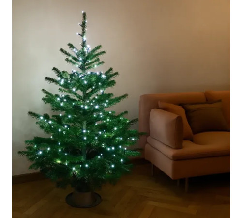 Гірлянда-нитка 120 LED, 10 м, від мережі, чорний кабель, білий