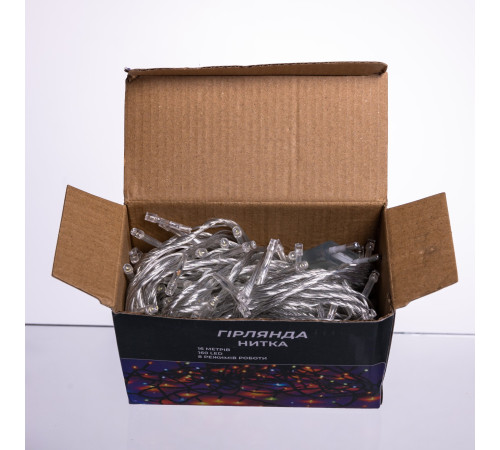 Гірлянда-нитка 160 LED, 16 м, від мережі, прозорий кабель, білий