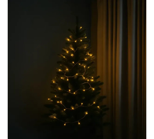 Гірлянда-нитка 120 LED, 10 м, від мережі, чорний кабель, жовтий