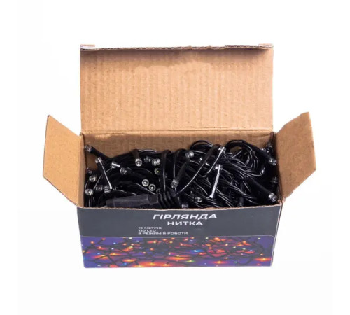 Гірлянда-нитка 120 LED, 10 м, від мережі, чорний кабель, жовтий