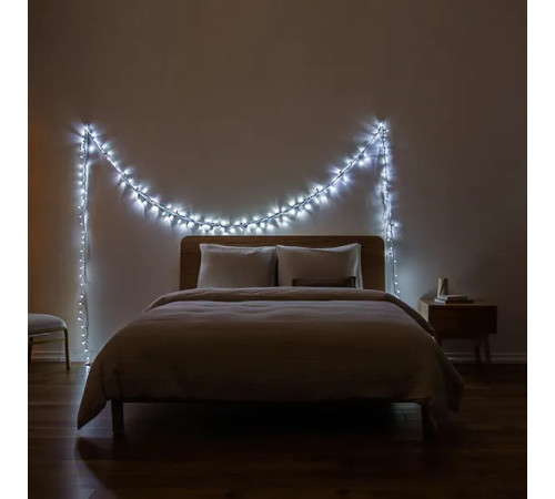 Гірлянда-нитка 160 LED, 16 м, від мережі, чорний кабель, білий