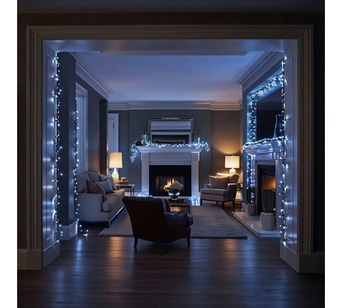 Гірлянда-нитка 160 LED, 16 м, від мережі, чорний кабель, білий