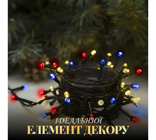 Гірлянда Нитка 500 LED, 22 м, чорний кабель, мультиколор Гірлянда Нитка 500 LED, 22 м, чорний кабель, мультиколор