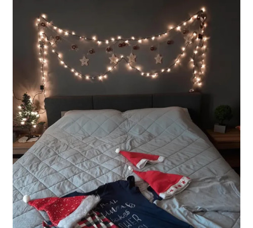 Гірлянда-нитка 180 LED, 18 м, від мережі, чорний кабель, білий